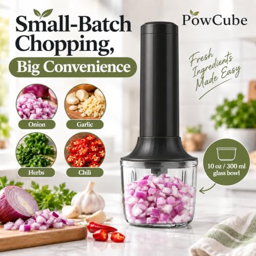 Cordless Hand Mixer, 4-in-1 Handheld Electric Mixer with Electric Whisk Frother & 10 oz Mini Food Chopper, USB-C Rechargeable 4-Speed Hand Mixer for Eggs, Cream, Coffee & Small-Batch Prep