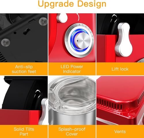 Stand Mixer 10-Speed Electric Kitchen Aid Mixer 7.5QT 660W Low Noise Anti-Shake, Stainless Steel Kitchen Mixers Tilt-Head Dough Mixer with Bowl and Stand, Blender ＆ Dough Hook ＆ Beater ＆ Spatter Cover