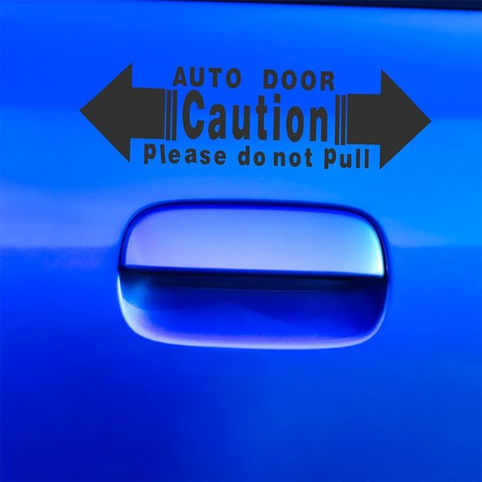 Automatic Car Door Warning Stickers 4Pcs Set, Waterproof Vinyl Decals for Van SUV, Removable Electrical Door Switch Safety Labels for Vehicle Exterior
