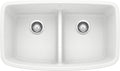 BLANCO, White 442199 VALEA SILGRANIT 50/50 Double Bowl Undermount Kitchen Sink with Low Divide, 32" X 19"