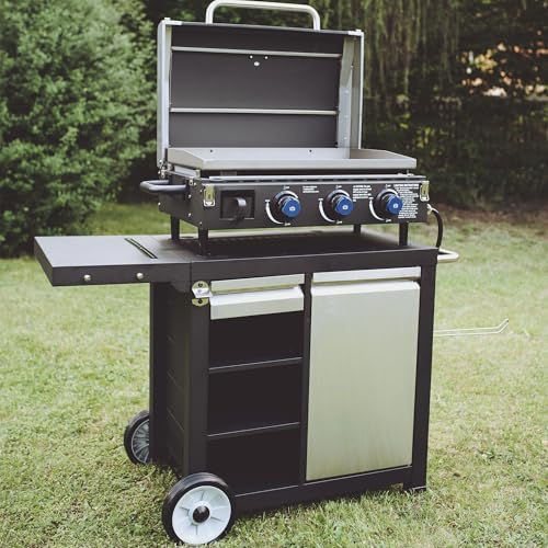 Razor Griddle 1-Burner Propane Gas Grill Griddle with Prep Cart, Black