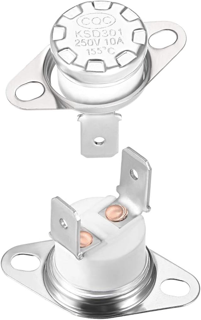 uxcell KSD301 Thermostat 155°C/311°F 10A Normally Closed N.C Adjust Snap Disc Temperature Switch for Microwaves,Oven,Coffee Maker 2pcs,Ceramic Material