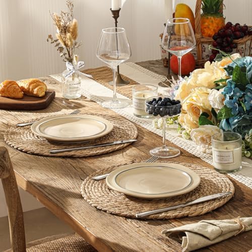 13.8'' Round Woven Placemats Set of 40, Boho Wicker Chargers, Terrekraft