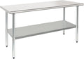 HARDURA Stainless Steel Table 30X60 Inches with Undershelf and Galvanized Legs NSF Heavy Duty Commercial Prep Work Table for Restaurant Kitchen Home and Hotel