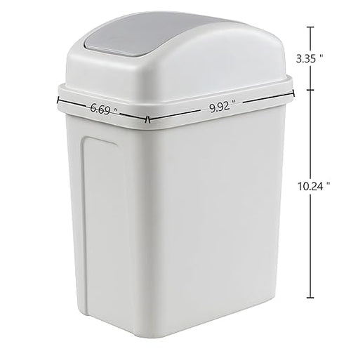 1.8 Gallon Plastic Swing Lid Waste Can, Slim Garbage Bins with Lid, Grey