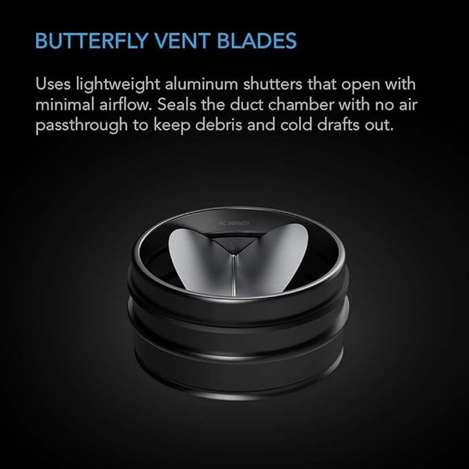 AC Infinity 6" Backdraft Damper, One-Way Airflow Ducting Insert with Spring-Loaded Folding Blades for 6” Ducting in Range Hoods and Bathrooms Fans