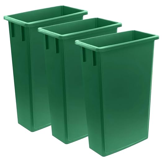 3 Pack 23 Gallon Waste Bin, Heavy-Duty Trash Can, Slim Rectangular Garbage Bin, Durable Waste Container, Recycling Bin, Plastic Wastebasket for Kitchen, Garage, Hotels, Restaurants, Office