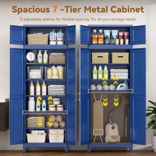 Polup 90" Pantry Cabinet, Tall Metal Storage Cabinet with Doors and Shelves