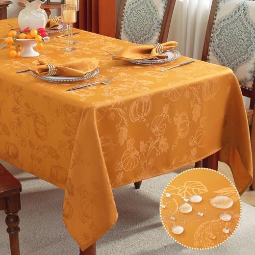 SASTYBALE Fall Tablecloth Rectangle Jacquard, 60" x 120", Amber