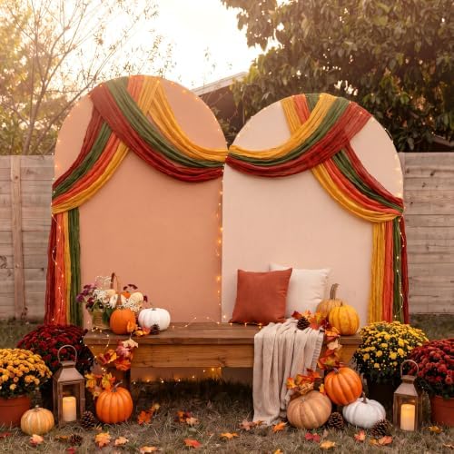 8 Pcs Fall Terracotta Cheesecloth Table Runner 118"
