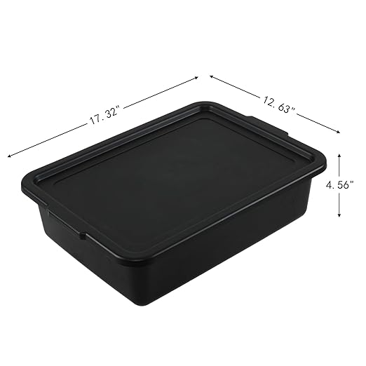 13 L Commercial Bus Tubs with Lid, Plastic Bus Box, 3 Packs, Black