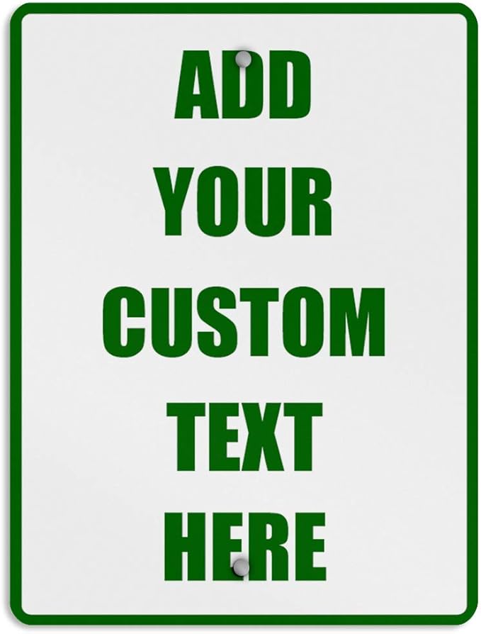 Aluminum Weatherproof Metal Sign Multiple Sizes Custom Personalized Text Here White Green Directions Vertical Street 9x12Inches