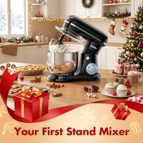CEBORY Stand Mixer, 4QT 10+P-Speed Electric Kitchen Mixer with Bowl