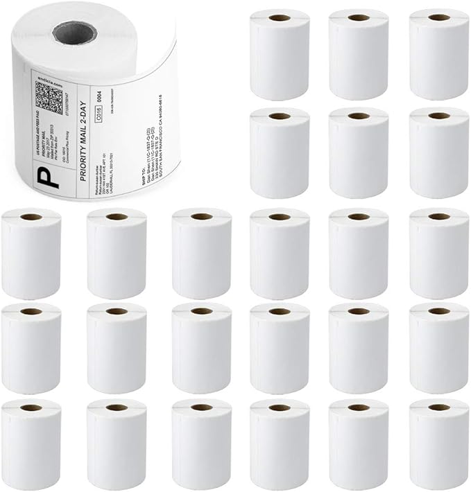 LotFancy 4x6 Thermal Labels Compatible with Dymo 4XL 1744907, 24 Rolls Perforated Postage Shipping Labels for Dymo, Rollo, Zebra, 220 Label per Roll
