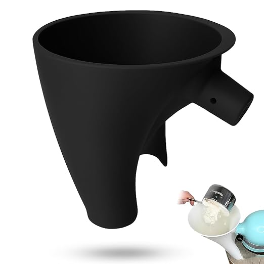 Flour Funnel for Kitchen Aid Mixer 5 Qt,for 4.5–5 Qt Tilt-Head Models-Stand Mixer Attachment,Easy Pour No-Mess Attachment, Anti-Splash Accessory, Durable Dishwasher-Safe Baking Tool (Black)