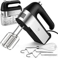 Hand Mixer Electric, 450W Kitchen Mixers with Scale Cup Storage Case, Turbo Boost/Self-Control Speed + 5 Speed + Eject Button + 5 Stainless Steel Accessories, For Easy Whipping Dough, Cream, Black
