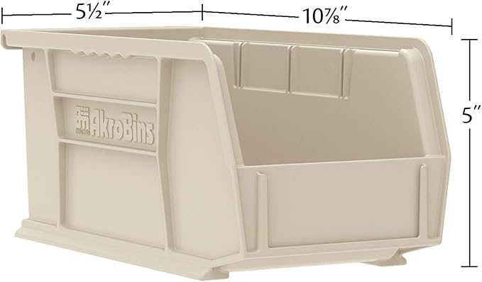 Akro-Mils 30230 AkroBins Plastic Storage Bins, Space-Saving Stackable Bins for Garage, Pantry, Craft Organization, 10.5 "L x 5.5 "W x 5"H, Blue, 12-Pack