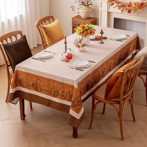 Romanstile Fall Thanksgiving Rectangle Tablecloth 60 x 144 Inch, Orange