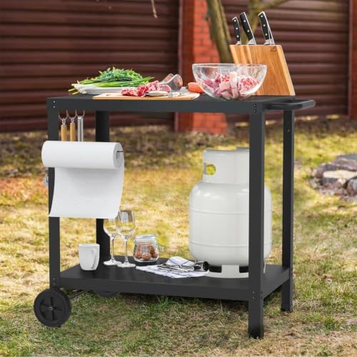Yozoia Outdoor Grill Table for Blackstone Griddle, Grill Cart with Wheels