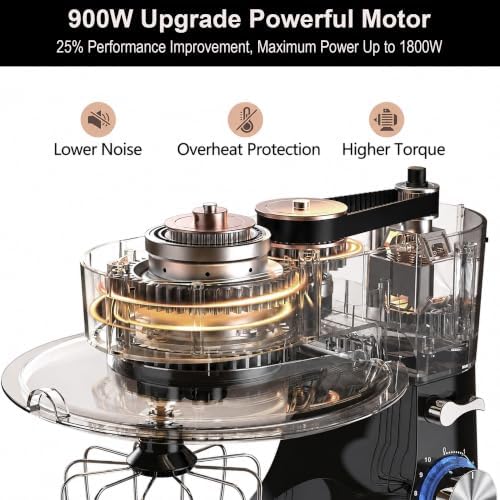 Kitchen in the box Stand Mixer 8.5 QT, 900W Heavy Dough Mixer White