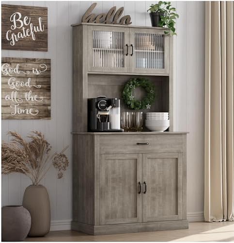 IDEALHOUSE Kitchen Pantry Cabinet with Microwave Stand