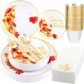 Hioasis 175pcs Thanksgiving Plastic Plates