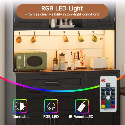 ComfyCorner 71" Pantry Cabinet, Kitchen Storage Cabinet with LED & Outlet