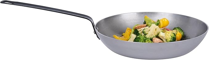 Restaurantware Met Lux 12 Inch Fry Pans, 6 No-Stick Frying Pans - Induction-Ready, Triple-Riveted, Silver Carbon Steel Cooking Skillets, Durable, For Searing, Sauteing, And Browning Food