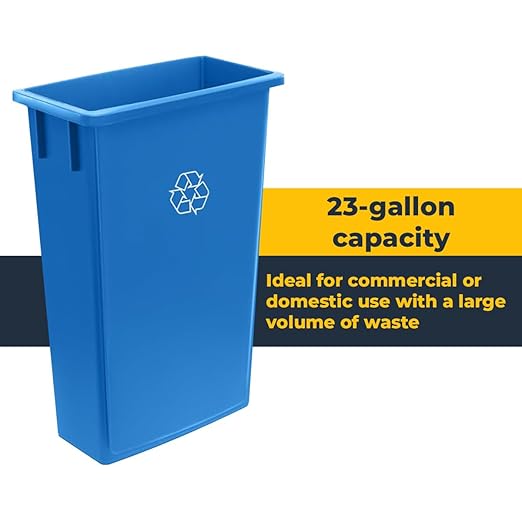 3 Pack 23 Gallon Waste Bin with Dolly, Heavy-Duty Trash Can, Slim Rectangular Garbage Bin, Durable Waste Container, Recycling Bin, Plastic Wastebasket for Kitchen, Garage, Restaurants, Office