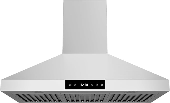 Hauslane - Chef Series Range Hood 36" WM-538 Wall Mount Range Hood - European Style Stainless Steel Stove Ventilation - 3 Speed, Touch Control, LED Lamps, Baffle Filters - Vented or Ductless
