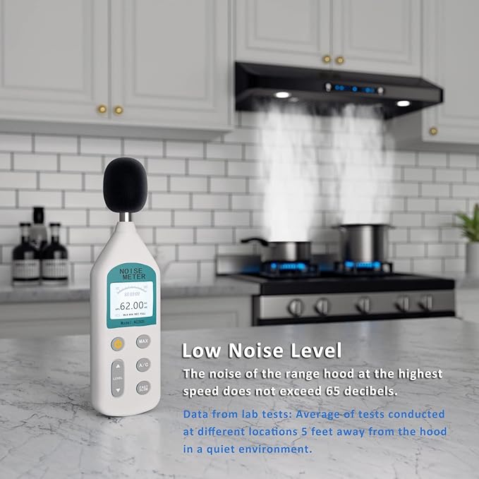IKTCH 36 inch Range Hood 900 CFM, Black Under Cabinet Kitchen Vent Hood with 4 Speed Gesture Sensing&Touch Control Panel