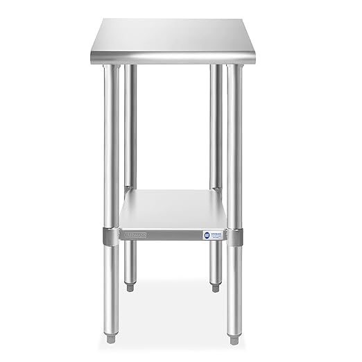 GRIDMANN Stainless Steel Work Table 12 x 24 Inches, NSF Commercial Kitchen Prep Table with Under Shelf for Restaurant and Home