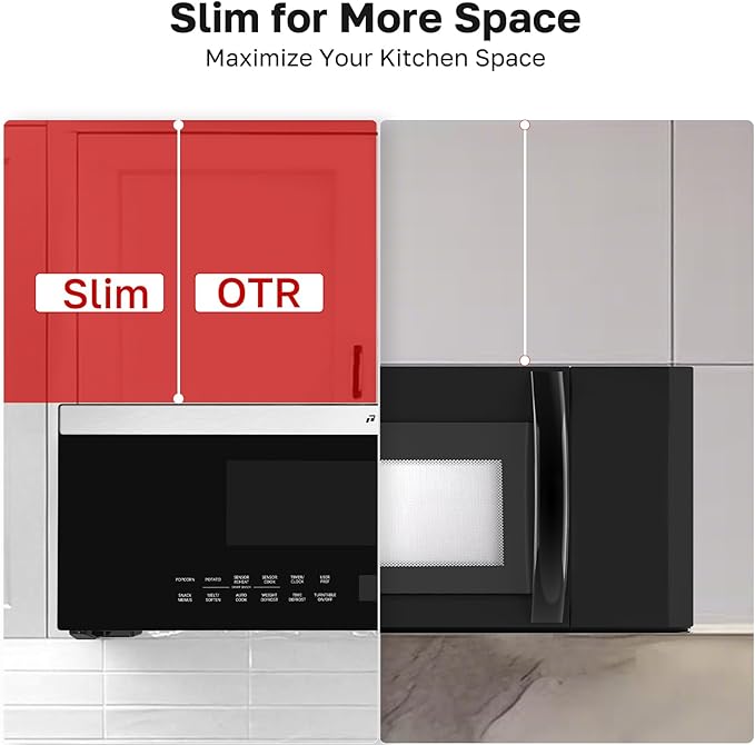 ThermoMate 30" Over the Range Low Profile Microwave Oven with Sensor Cooking, 1.2 Cu.Ft Slim, 1000 Cooking Watts, Voice Control, Multi-Stage Cooking, 400 CFM