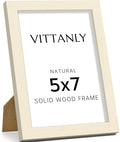 Vittanly 5x7 Picture Frame, Solid Wood Frame with Plexiglass, Includes 4x6 Mat, Wall Hanging or Tabletop for Home Decor, White, 1 Pack