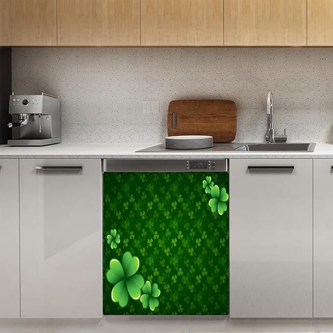 St. Patrick's Day Green Holiday Dishwasher Magnet Cover Magnetic Dishwasher Decorative Cover Front Dishwasher Door Covers Reuseable Dishwasher Covers Decal for Kitchen Home Decorative