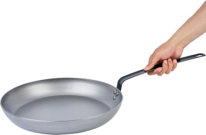Restaurantware Met Lux 12 Inch Fry Pans, 6 No-Stick Frying Pans - Induction-Ready, Triple-Riveted, Silver Carbon Steel Cooking Skillets, Durable, For Searing, Sauteing, And Browning Food