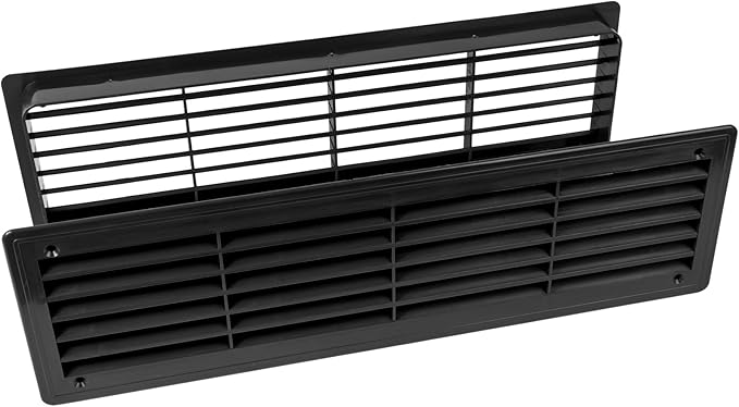 Repa Market 18" x 5" Inch (Outer Size) Black Plastic Louvered Door Vents for Interior Doors – 2 Sided Two Way Door Air Return and Intake Cover – Door Air Vent Grille Rectangular Door Vent