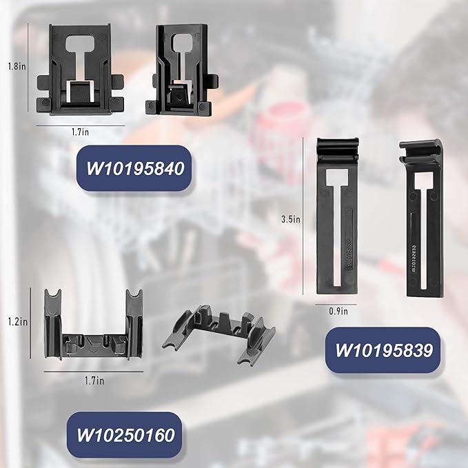 Upgraded W10546503 WPW10546503 Dishwasher Top Rack Adjuster kit Fit for Kitchen-aid Dishwasher Parts Upper Rack, with W10195840 & W10195839 & W10250160 for Whirl-pool ken-more Dishwasher by AMI PARTS