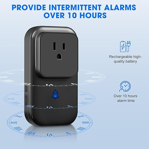 Power Loss Alarm with LED Indicator, 80-110dB Adjustable Freezer Alarm with 7 Sirens, Perfect for GFI/GFCI Trips, Refrigerator (1 Pack)