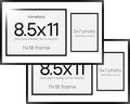 Homeforia 11x18 Black Diploma Frame with Photo, High End Metal 11 x 18 Certificate Frame with Mat for 8.5x11 Diploma and 5x7 Picture, 11by18 Award Graduation Frames, Tempered Glass, Wall Kit, Set of 2