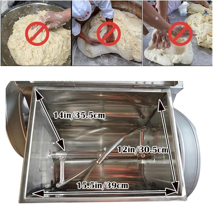 Commercial Dough Mixer, Electric Dough Mixing Machine,304 Stainless Steel Pizza Flour Dough Stand Mixer, Heavy Duty Flour Blender 1500W 30QT/15KG Kneading Capacity