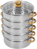 Stainless Steel Steamer Pot, 11-Inch Steamer for Cooking, 5-Tier Food Steam Pots with Lid for Cooking Vegetables, Seafood, Soups, Stews, Dumplings and Pasta