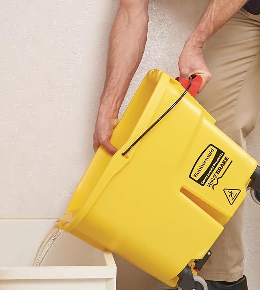 HealSmart 36-Quart Commercial Mop Bucket with Side-Press Wringer & Wheels – Multi-Functional Storage, High Efficiency Dehydration, Anti-Splash Design for Floor Cleaning in Offices, Malls, Yellow