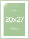 Homeforia 20x27 Picture Frame Sage Green, High End Metal 20x27 Poster Frames with Mat 16x24 Photo, 20 x 27 Sage Green Frame Matted to 16 by 24 Art, 27x20 Thin Frame, Tempered Glass, Wall Kit, Set of 1