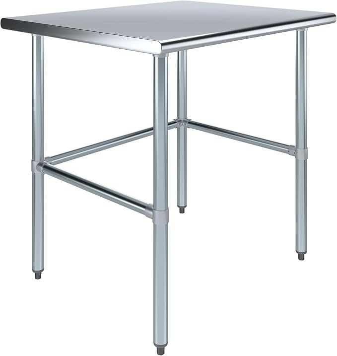 AmGood Stainless Steel Work Table Open Base | NSF Kitchen Island Food Prep | Laundry Garage Utility Bench (36" Long X 30" Deep)