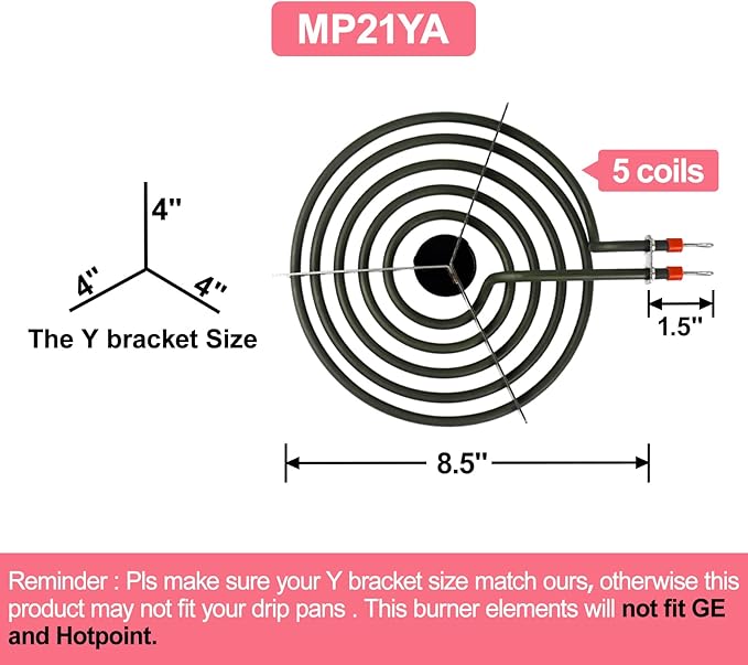 LXun Upgraded 2 Pack MP21YA 8" Electric Range Burner Element Unit Set, Electric Stove Burners Replacement for Kenmore & Maytag & Norge & Whirlpool, Fit MP22YA Range Stove Burner Top Surface Element