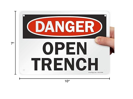 SmartSign "Danger - Open Trench" Sign | 7" x 10" Plastic