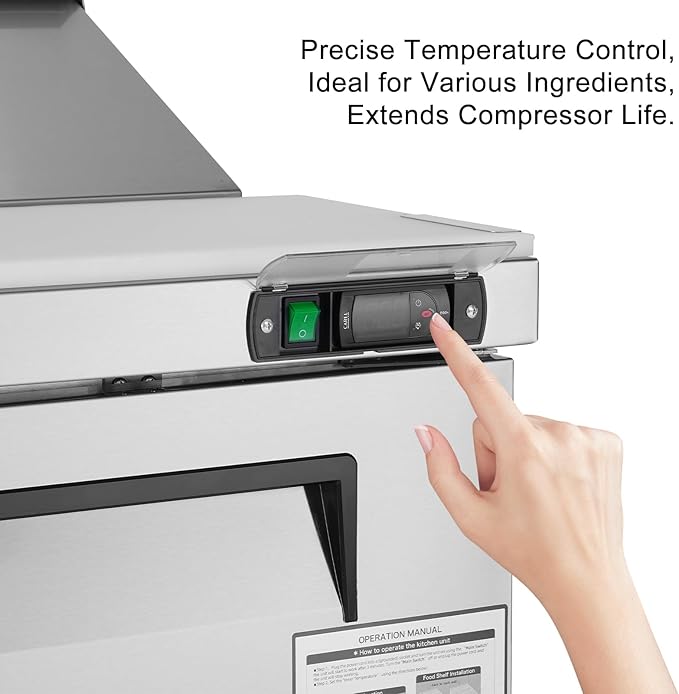 JINSONG Stainless Steel Sandwich & Salad Prep Table, Commercial Refrigerated Food Prep Station with Cutting Board & 8 Pans, 7.4 cu. ft Fridge Salad Bar for Restaurants (60''W 16.4 Cu.ft)