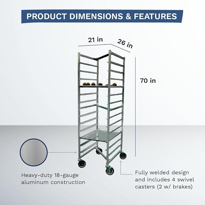 Commercial Fully Welded Nesting 12-Tier Aluminum End Load NSF Bakery Sheet/Bun Pan Rack (28W-124)