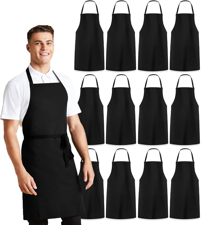 Aprons for Men - 100% Polyester Chef Apron Women with Extra Long Ties - Cooking Aprons for Women & Mens Apron